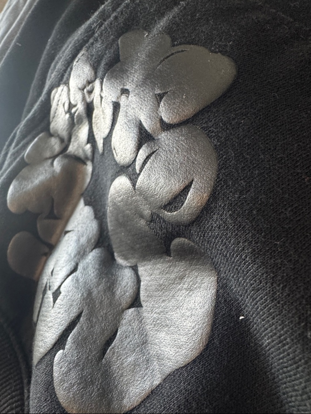 Black on black denim tear hoodie - Picture 3 of 6
